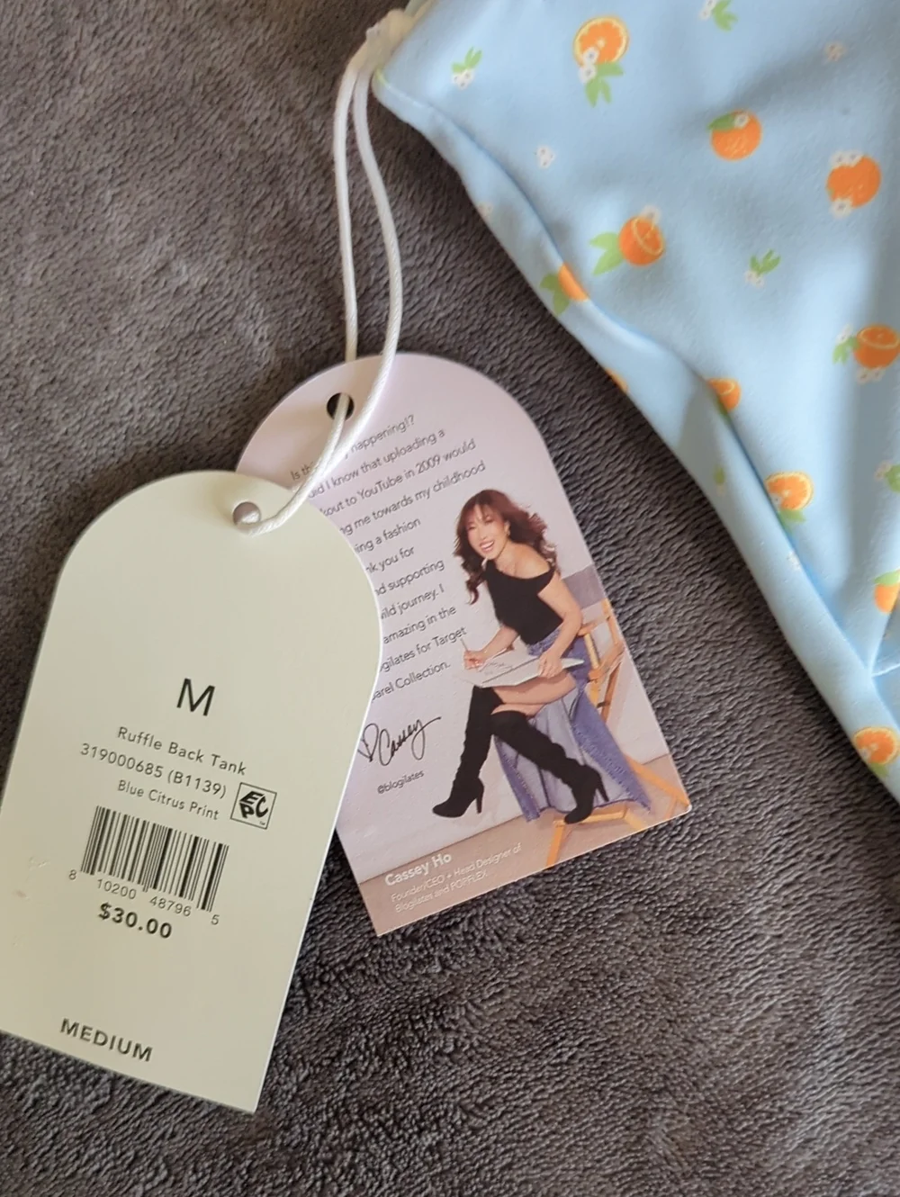Blogilates Blue Floral Ruched Back Tank Top - Picture 4 of 4